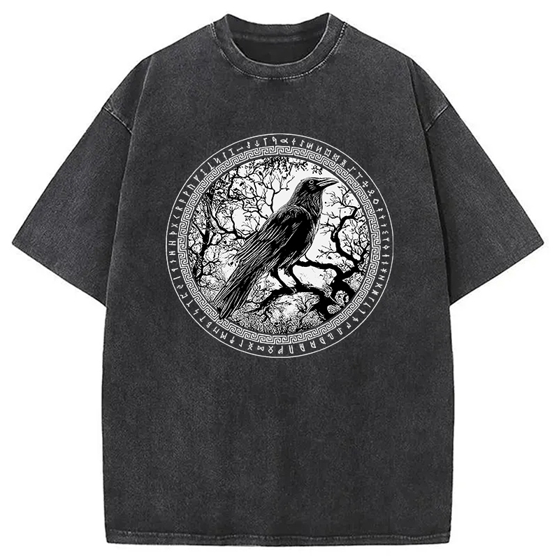 Modecanvas Circle of the Raven DTG Printing Washed T-Shirt