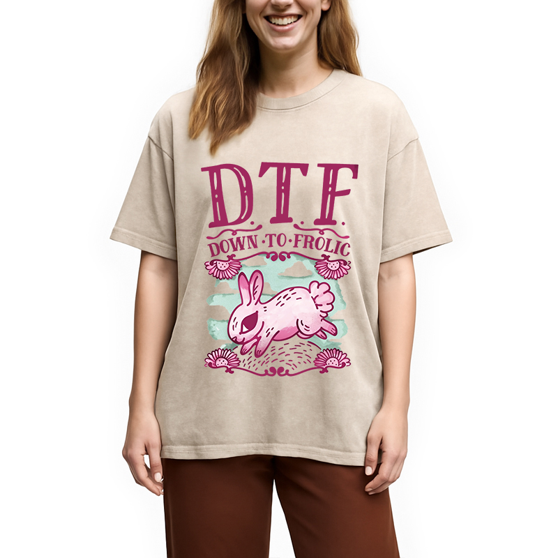 Modecanvas DTF Down To Frolic DTG Printing Washed T-Shirt