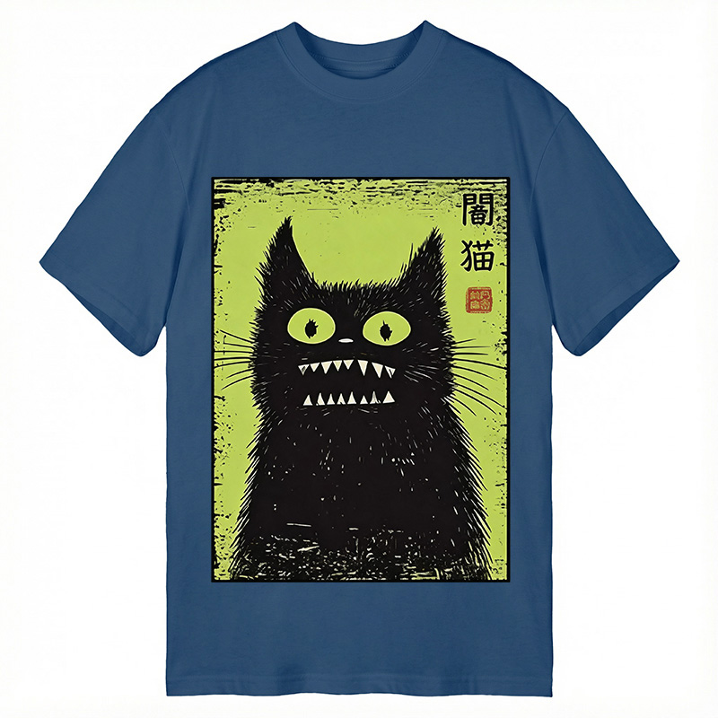 Modecanvas Spooky Black Cat DTG Printing Classic T-Shirt-modecanvas