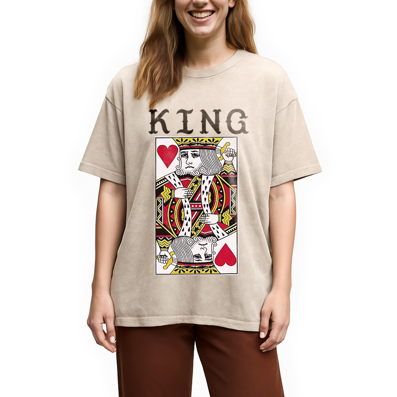 Modecanvas King of Hearts Mens DTG Printing Washed T-Shirt