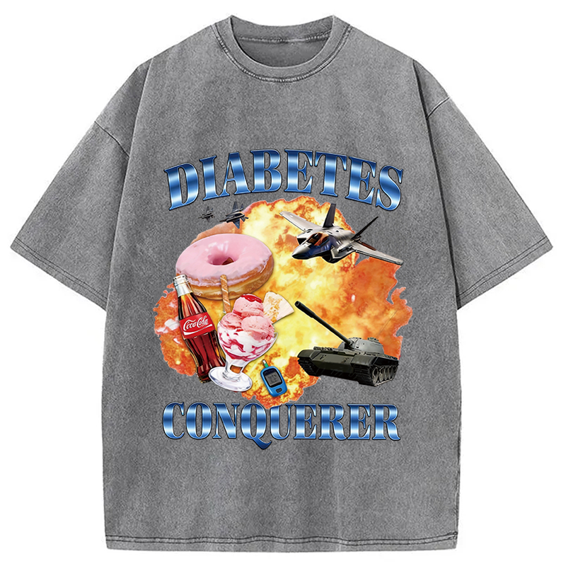 Modecanvas Diabetes Conqueror DTG Printing Washed T-Shirt
