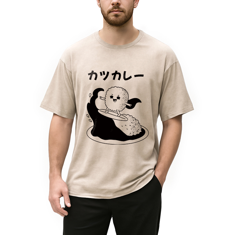 Modecanvas Surfer Sushi DTG Printing Washed T-Shirt