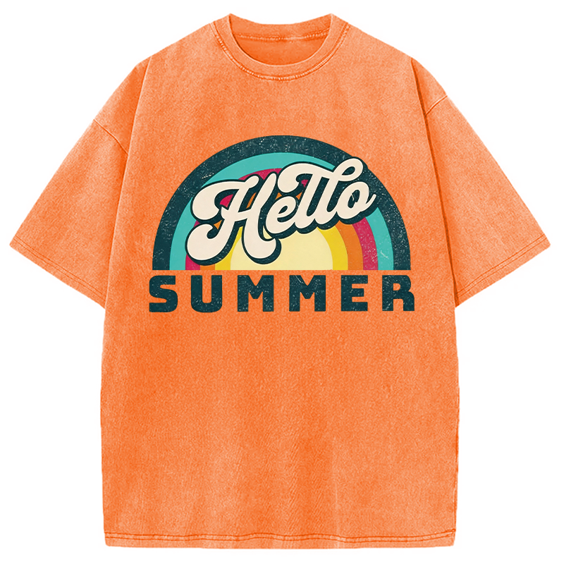 Modecanvas Hello Summer DTG Printing Washed T-Shirt