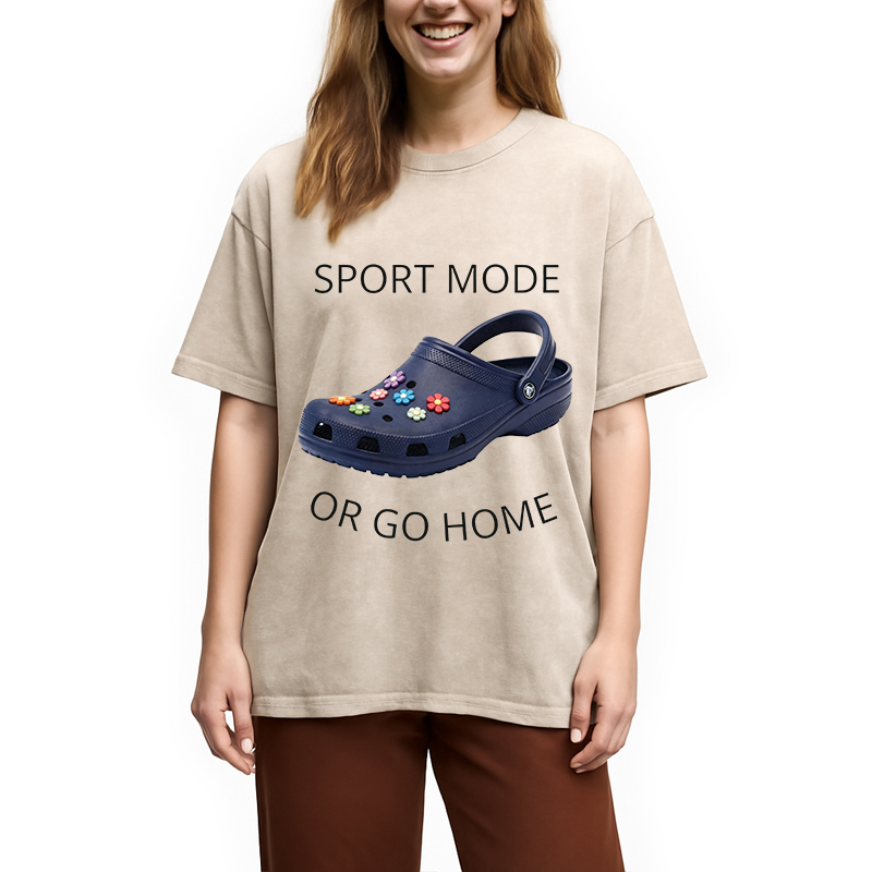Modecanvas Sport Mode Or Go Home DTG Printing Washed T-Shirt