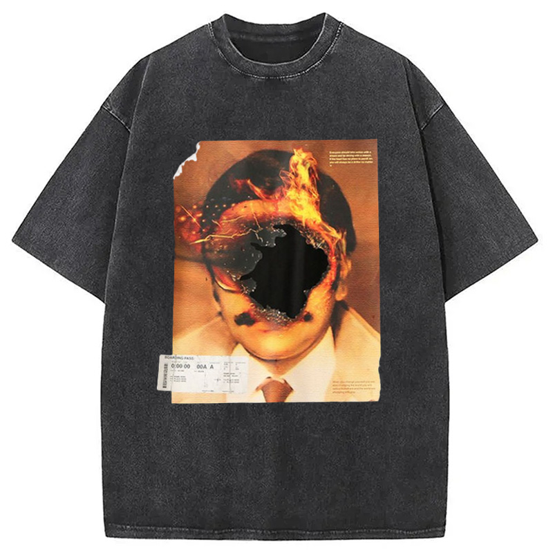 Modecanvas Hiphop Abstract Art Washed T-Shirt