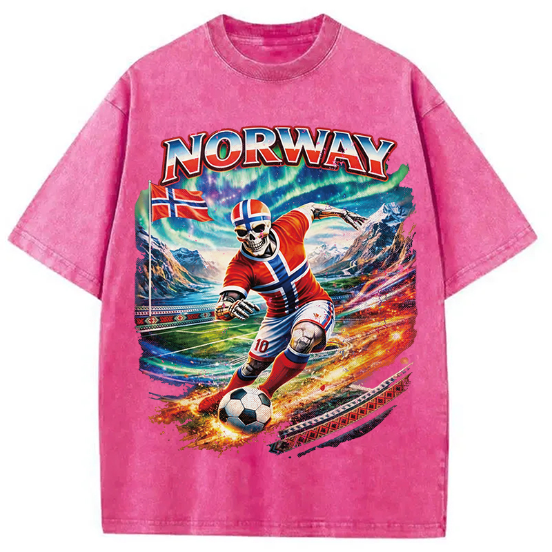 Modecanvas Northern Lights Football DTG Printing Washed T-Shirt