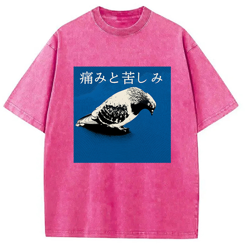 Modecanvas Anguish Pigeon Japanese Washed T-Shirt