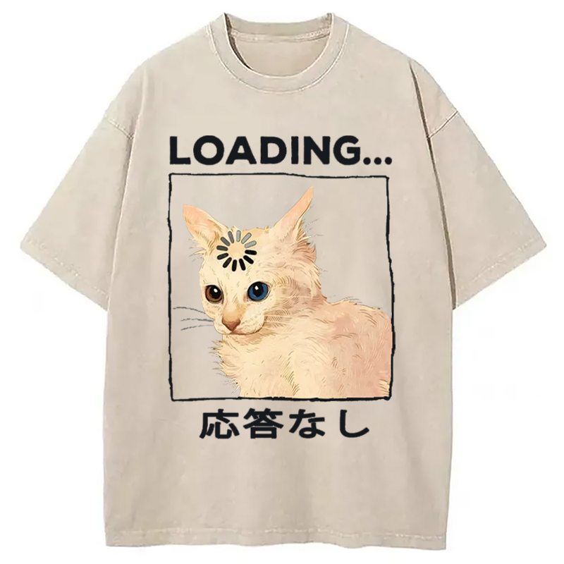 Modecanvas Funny Cat Loading Washed T-Shirt