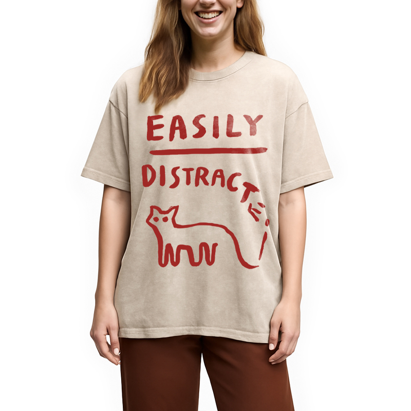 Modecanvas Easily Distracat DTG Printing Washed T-Shirt