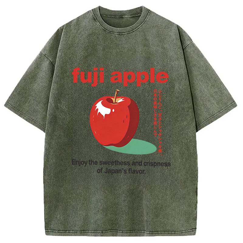 Modecanvas Japan Fuji Apple DTG Printing Washed T-Shirt-modecanvas
