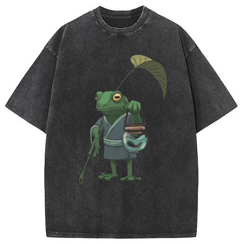 Modecanvas A Frog and His Son Washed T-Shirt