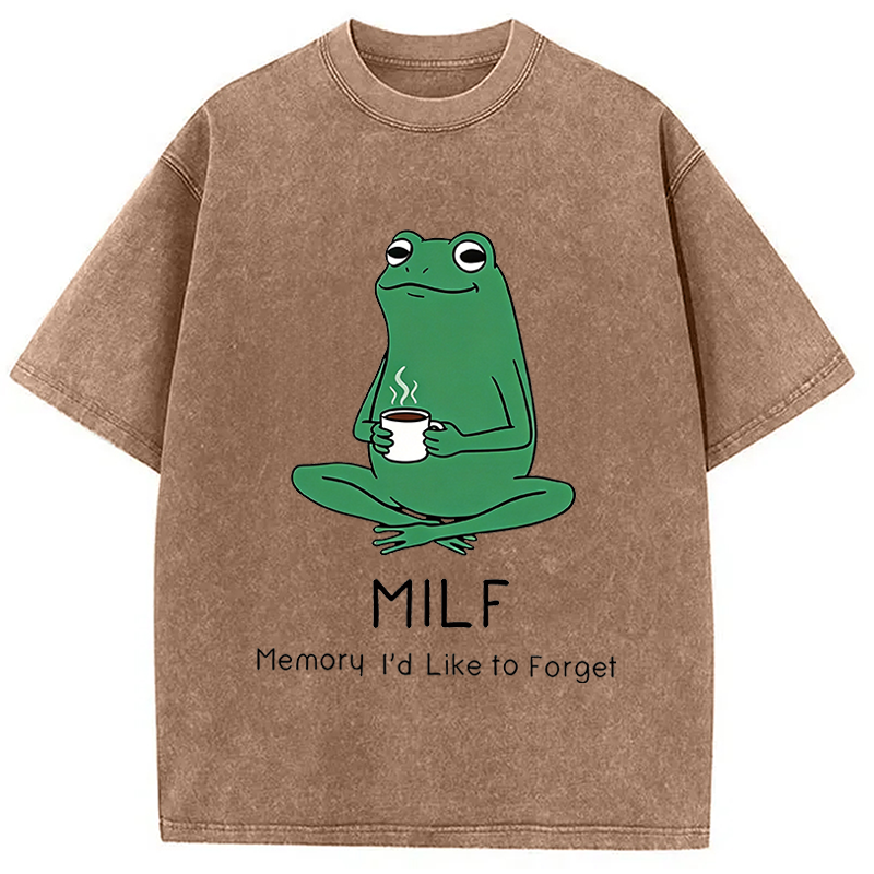 Modecanvas MILF Funny DTG Printing Washed T-Shirt-modecanvas