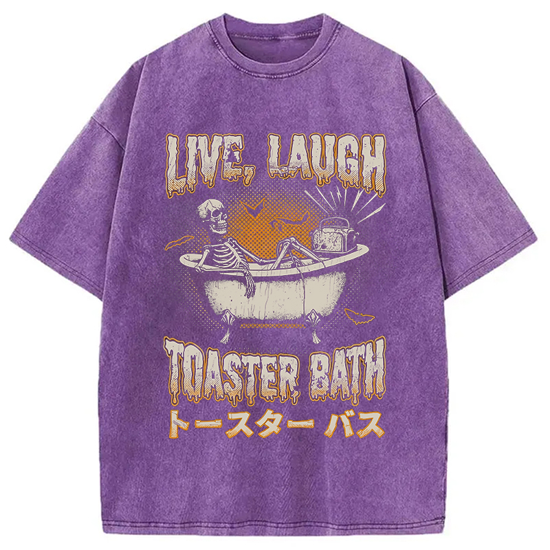 Modecanvas Skeleton Taking A Bath Washed T-Shirt