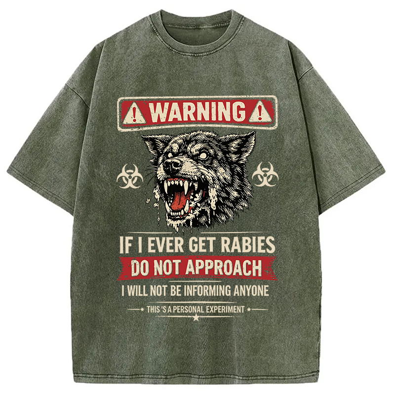 Modecanvas Rabies Warning DTG Printing Washed T-Shirt