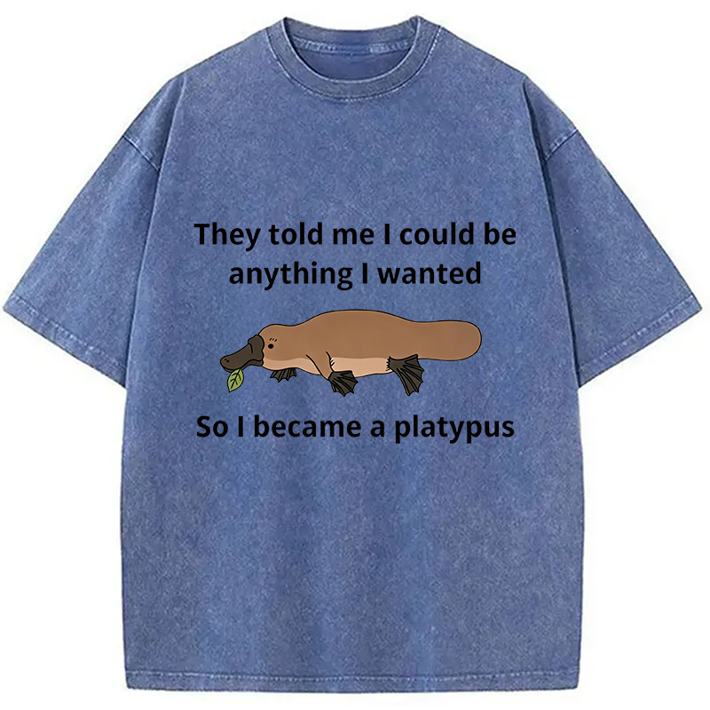 Modecanvas I Became A Platypus DTG Printing Washed T-Shirt