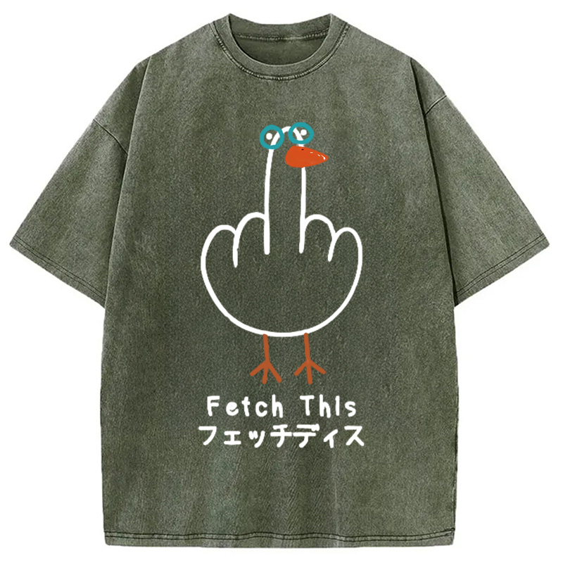 Modecanvas Funny Middle Finger Goose Washed T-Shirt-modecanvas