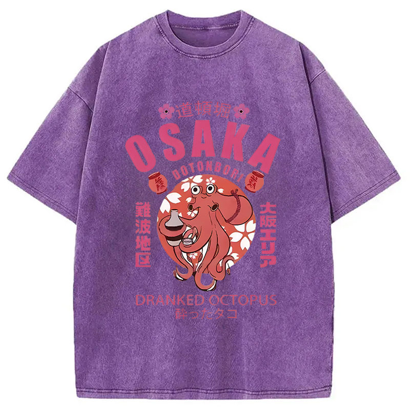 Modecanvas Sakura And Octopus Washed T-Shirt