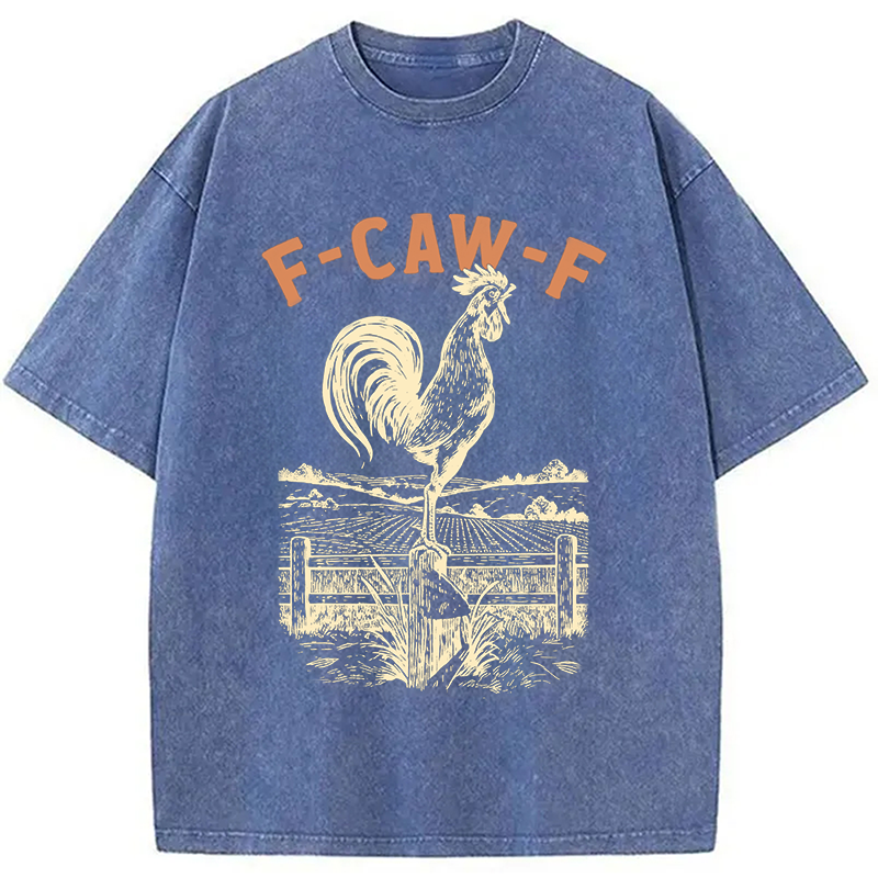 Modecanvas Funny Rooster Meme DTG Printing Washed T-Shirt