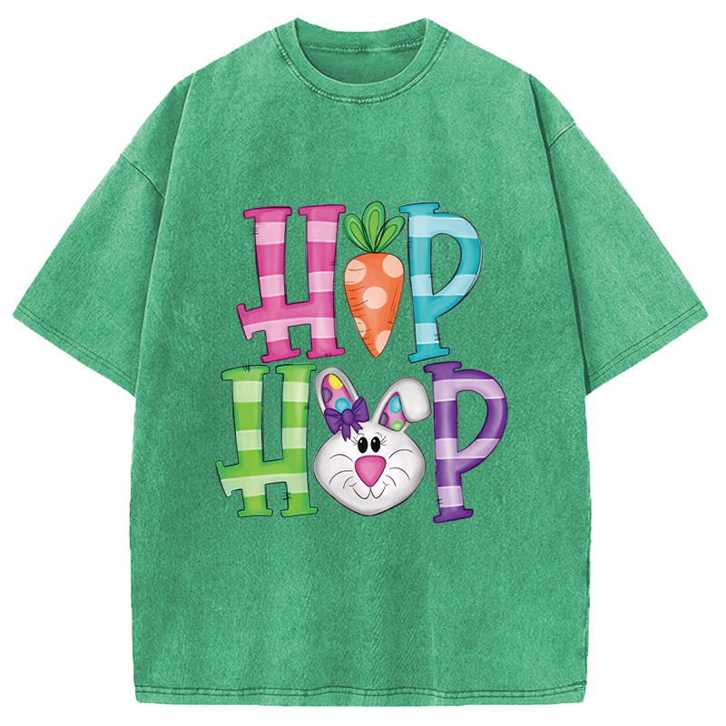 Modecanvas Hip Hop Easter Bunny DTG Printing Washed T-Shirt