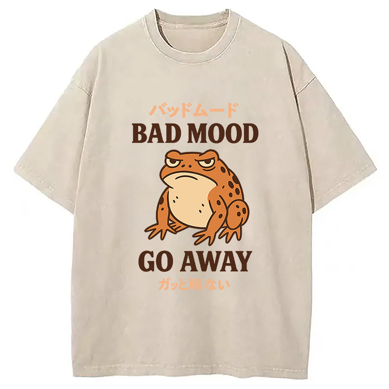 Modecanvas Bad Mood Go Away Japanese Meme Washed T-Shirt