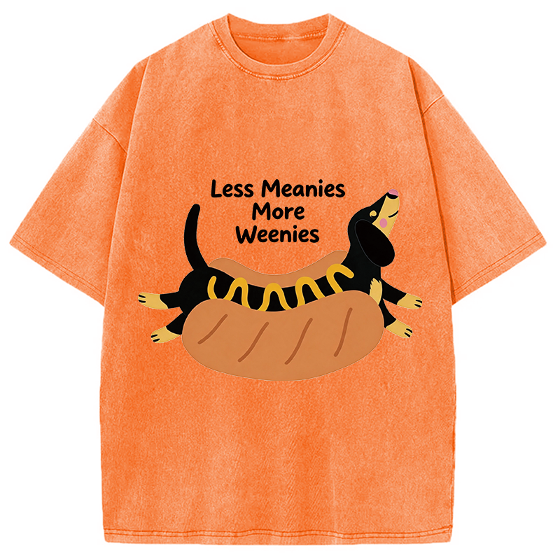 Modecanvas Positive Vibes Only With The Weenie Dog DTG Printing Washed T-Shirt