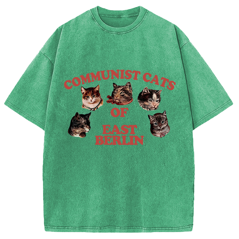 Modecanvas Communist Cats Of East Berlin DTG Printing Washed T-Shirt