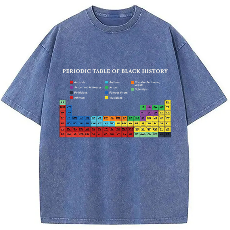 Modecanvas Periodic Table Of Black History DTG Printing Washed T-Shirt