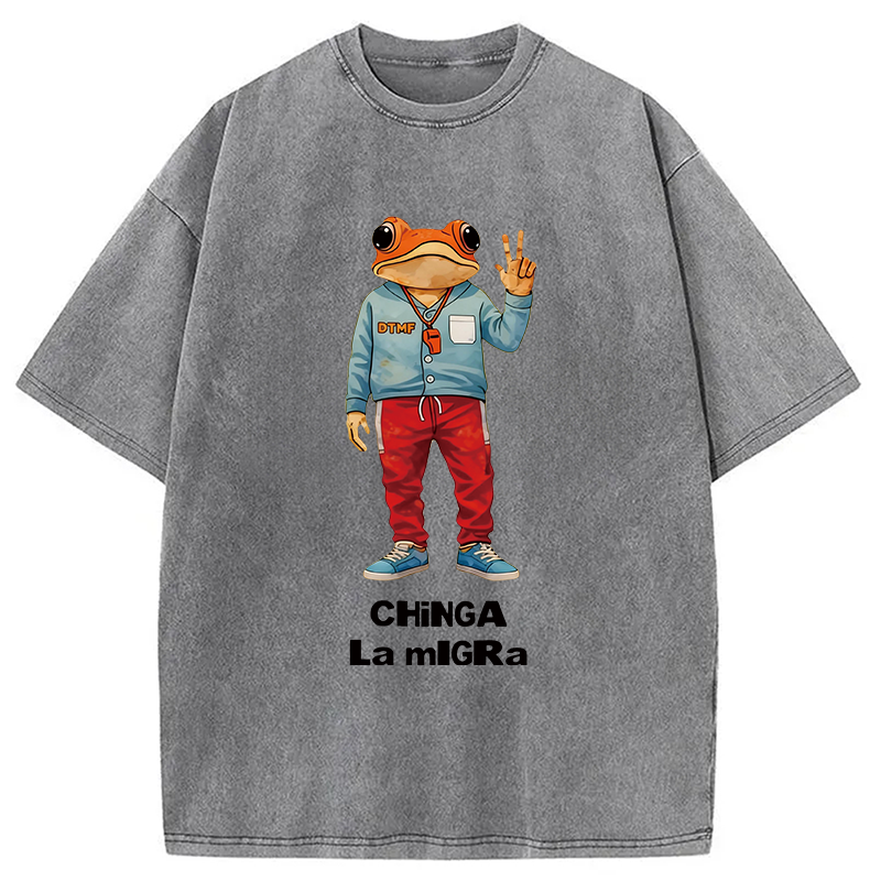 Modecanvas Out Frog Meme DTG Printing Washed T-Shirt