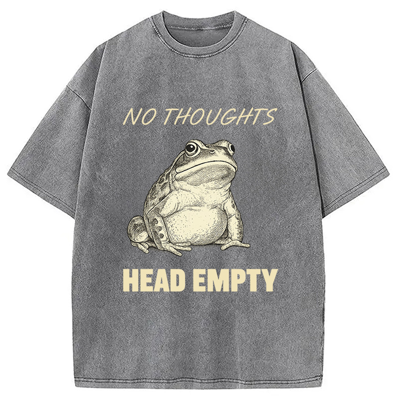 Modecanvas No Thoughts Frog Washed T-Shirt