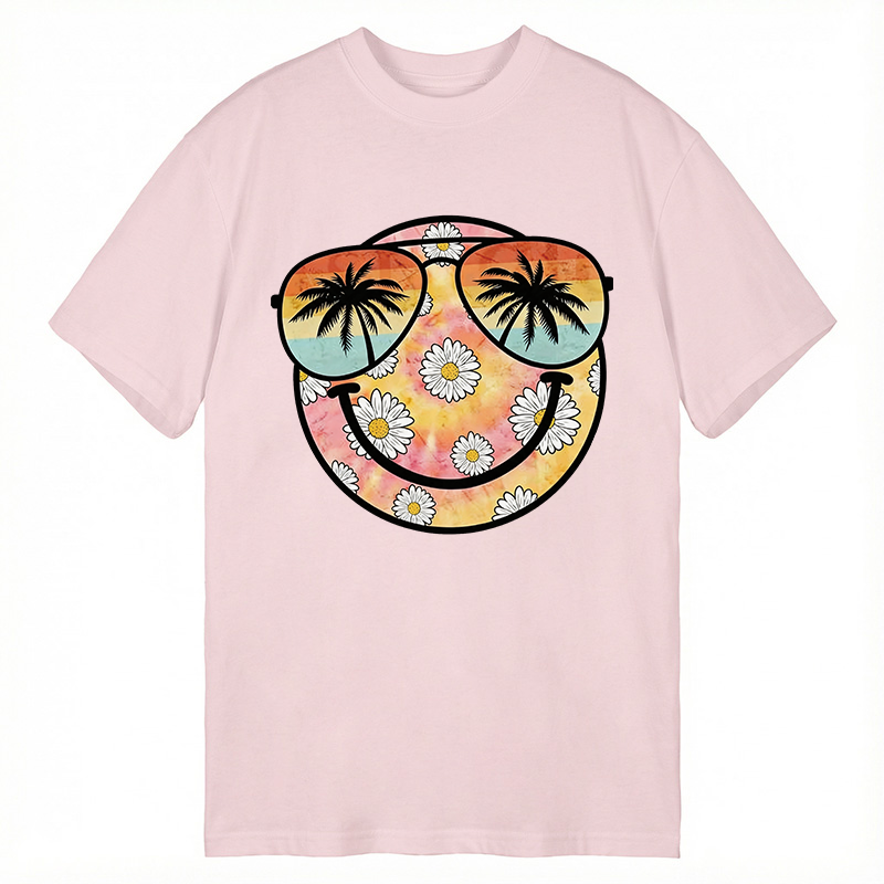 Modecanvas Summer Daisy Smile Face DTG Printing Classic T-Shirt-modecanvas