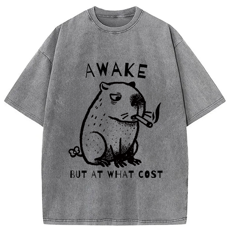 Modecanvas Capybara Smoking Washed T-Shirt
