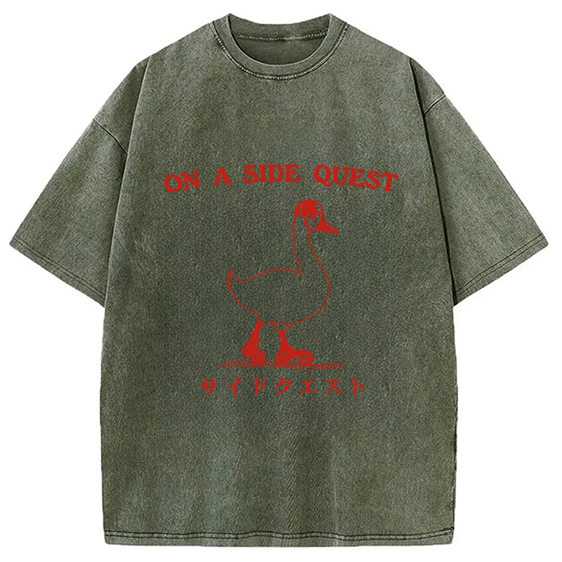 Modecanvas On a Side Quest Goose Washed T-Shirt