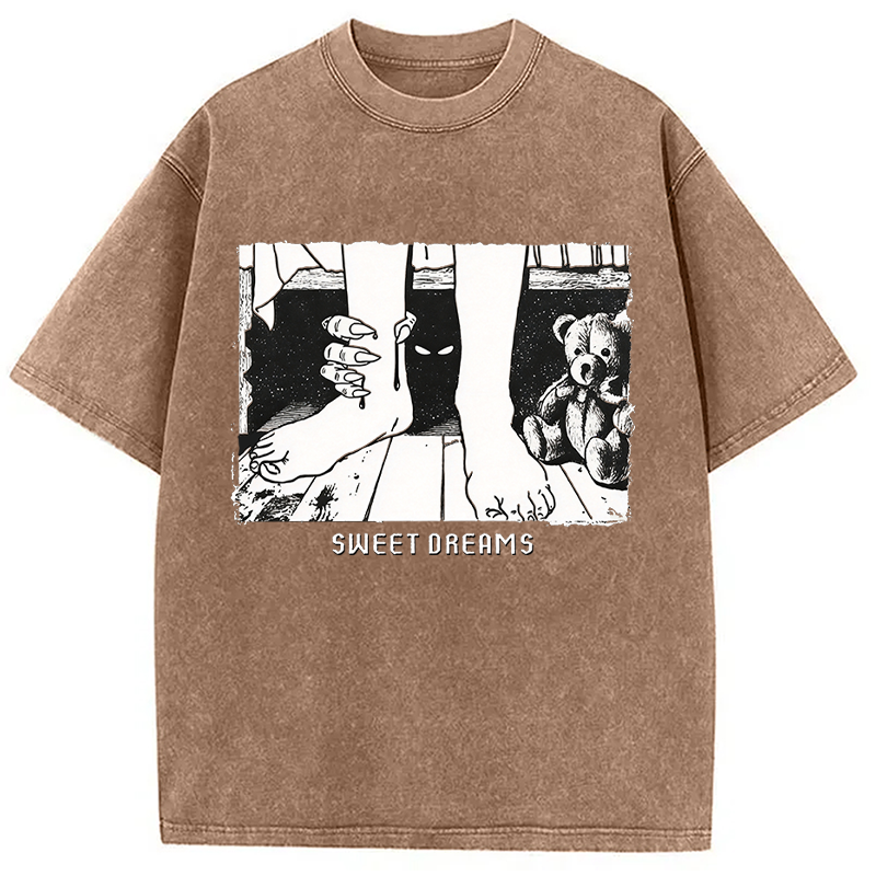 Modecanvas Monster Under The Bed DTG Printing Washed T-Shirt