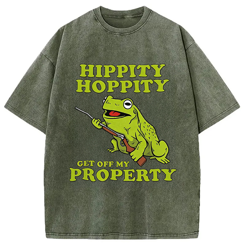 Modecanvas Hippity Hoppity Get Off My Property Meme DTG Printing Washed T-Shirt