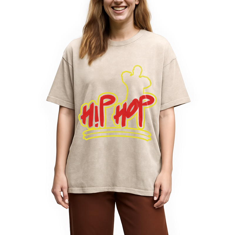 Modecanvas Hip Hop Hop DTG Printing Washed T-Shirt