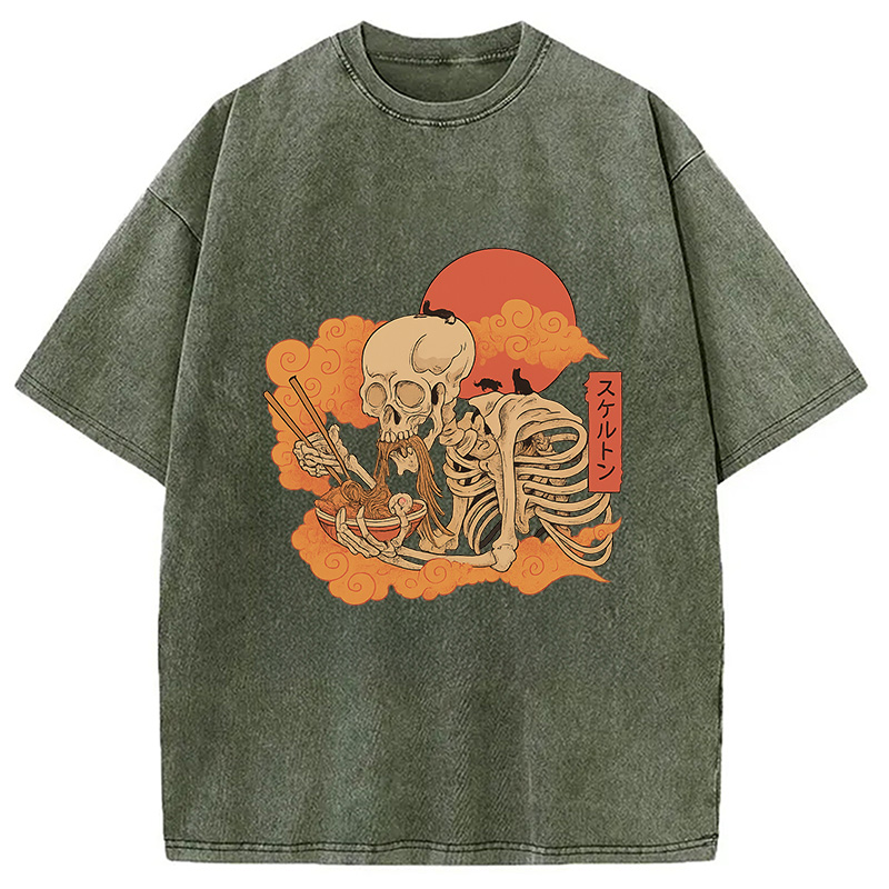 Modecanvas Yokai Ramen and Cats Washed T-Shirt