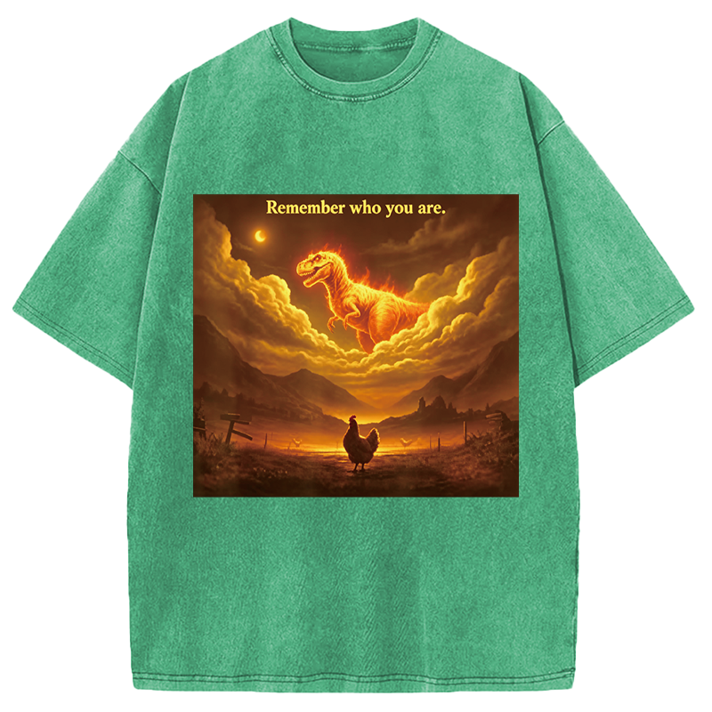 Modecanvas Funny Evolution Chicken Meme DTG Printing Washed T-Shirt
