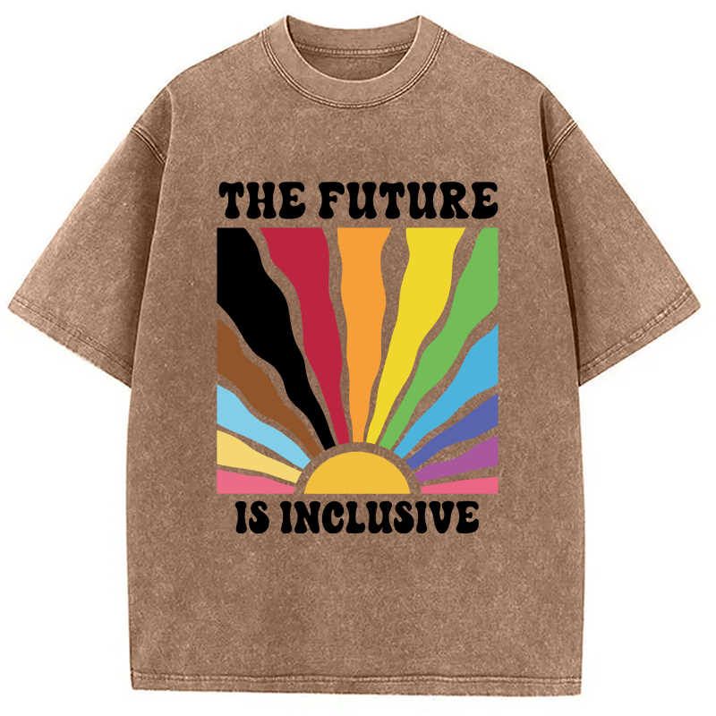 Modecanvas Pride Future Is Inclusive DTG Printing Washed T-Shirt