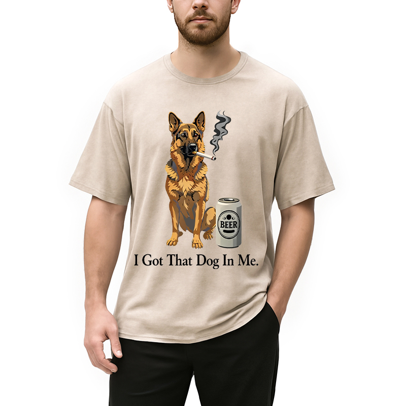Modecanvas I Got A Dog In Me DTG Printing Washed T-Shirt