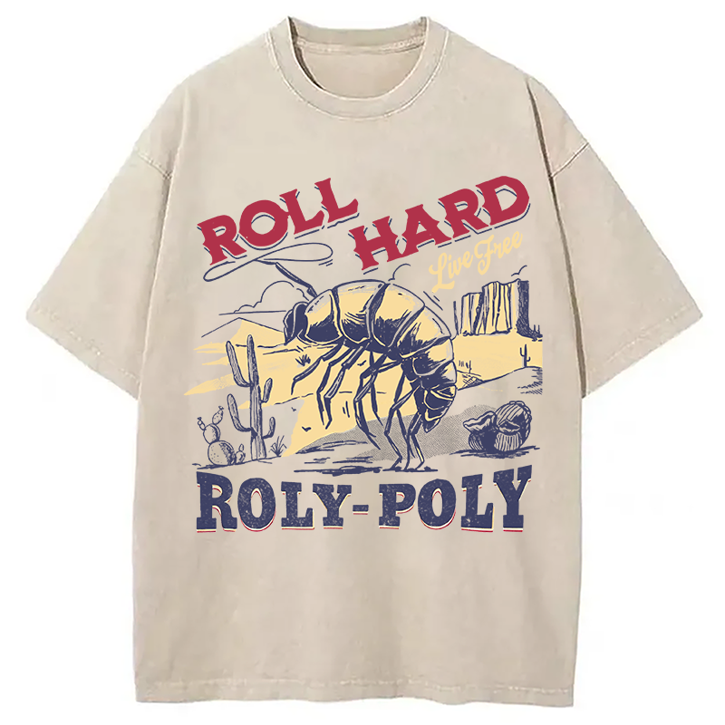 Modecanvas Roly Poly Cowboy Western DTG Printing Washed T-Shirt