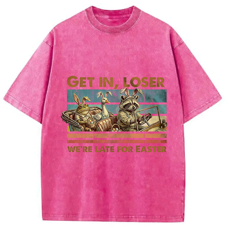 Modecanvas Funny Easter Animals Car DTG Printing Washed T-Shirt
