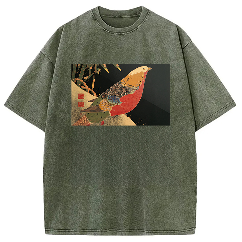 Modecanvas Golden Pheasant in the Snow Washed T-Shirt