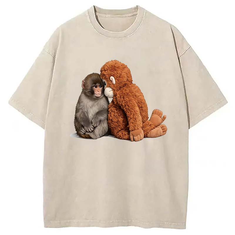 Modecanvas Plush Monkey DTG Printing Washed T-Shirt