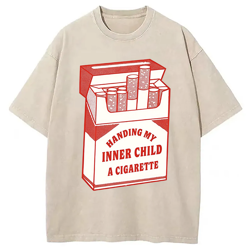 Modecanvas Inner Child Cigarette DTG Printing Washed T-Shirt