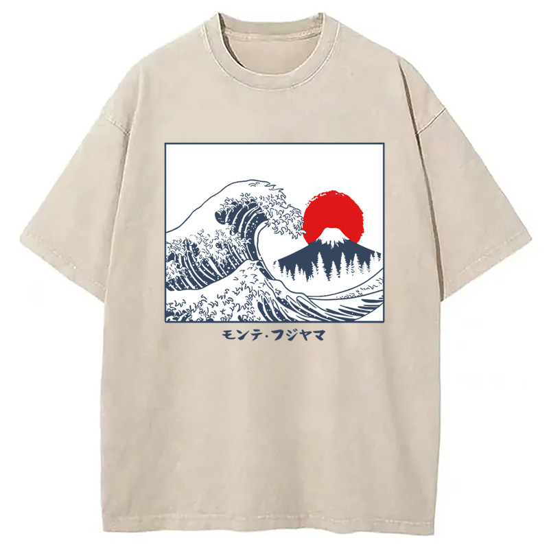 Modecanvas Great Fuji Wave Washed T-Shirt