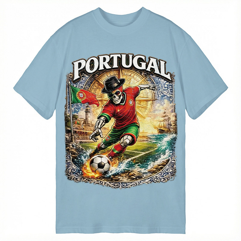 Modecanvas Portugal Soccer Skull DTG Printing Classic T-Shirt-modecanvas