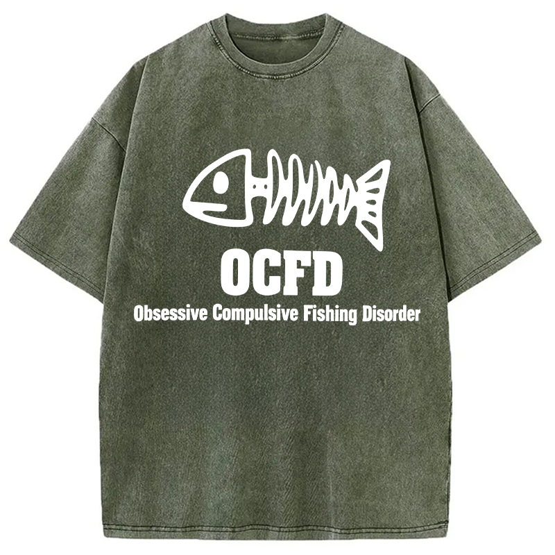 Modecanvas OCFD Funny Fishing DTG Printing Washed T-Shirt