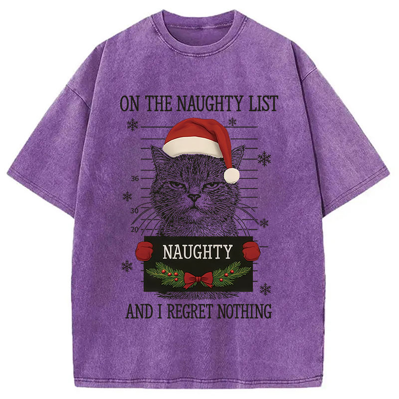 Modecanvas Christmas Naughty Cat Washed T-Shirt
