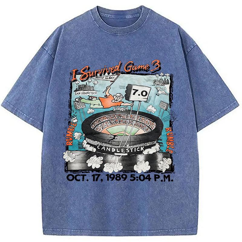 Modecanvas I Survived Game 3 Rattle Of The Bay DTG Printing Washed T-Shirt