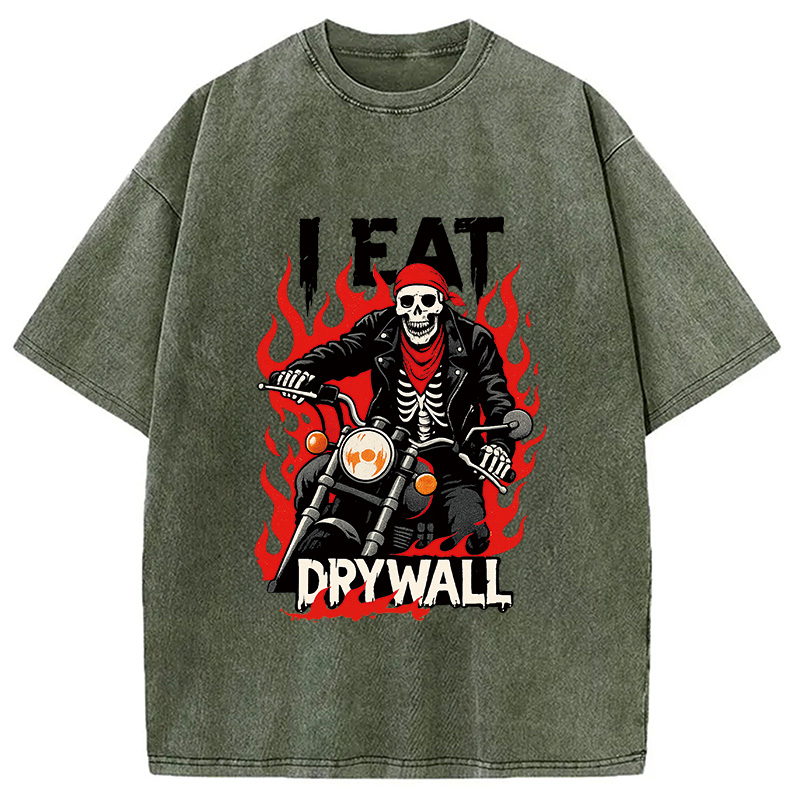 Modecanvas Eat Drywall Funny Meme Washed T-Shirt
